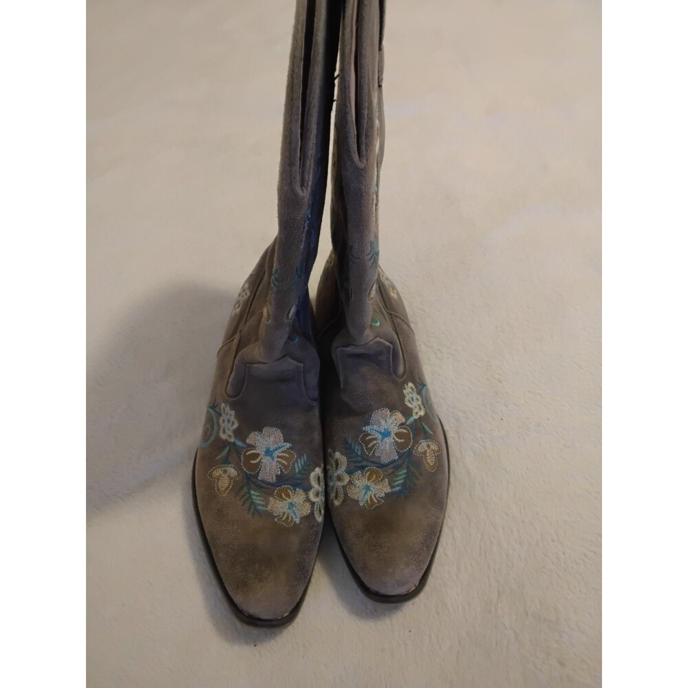 Roper Boho Western Cowboy Boots Women Size 8.5 Brown Floral Embroidered Festival
